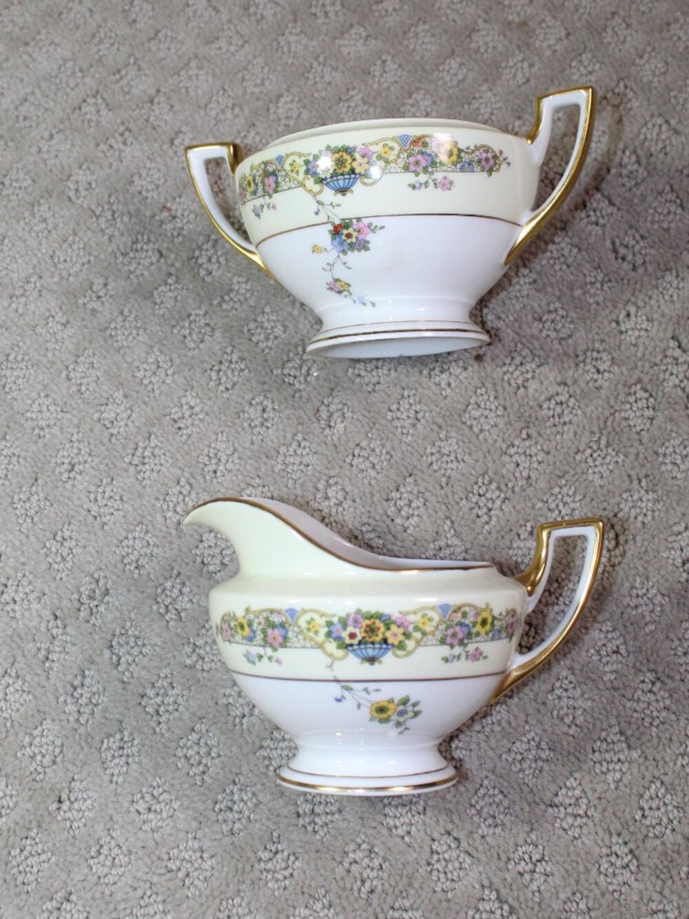 Set of 2 Thomas Bavaria Asturia Gold Trimmed Floral Creamer & Sugar Bowl -no lid